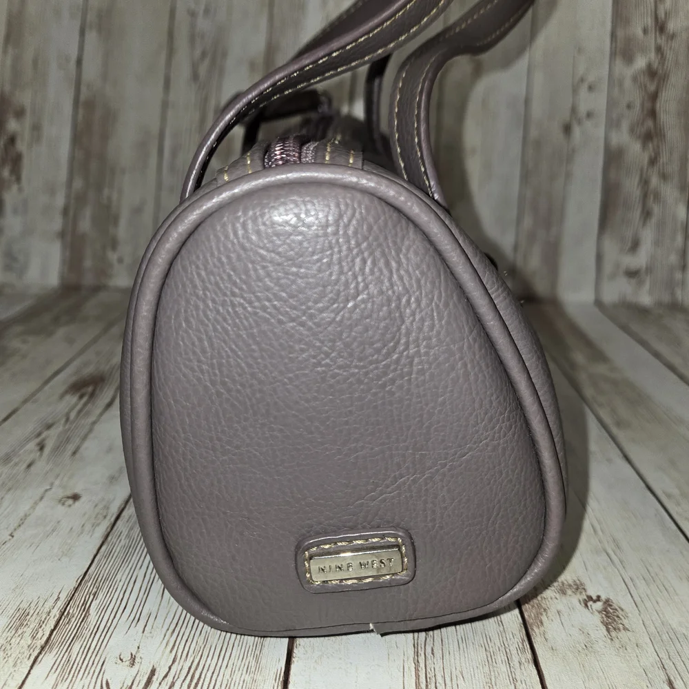 Nine West Powder Lavender Mini Barrel Purse Double Strap w/ Mirror Small Handbag - Picture 4 of 13